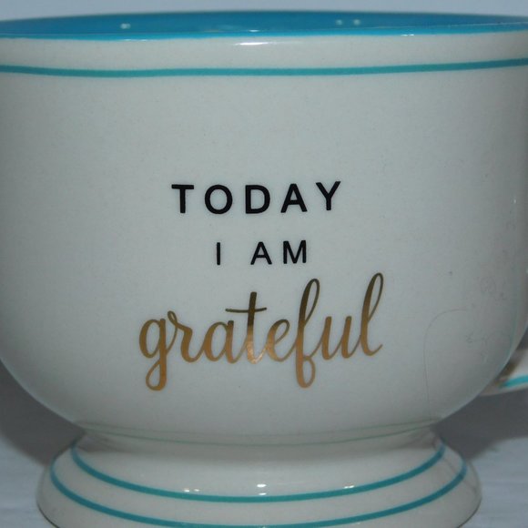Today i Am Grateful White Blue Polka Dot Coffee Tea mug - Picture 3 of 6